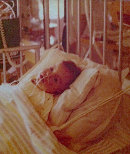 Rachel Martin in hospital as a child