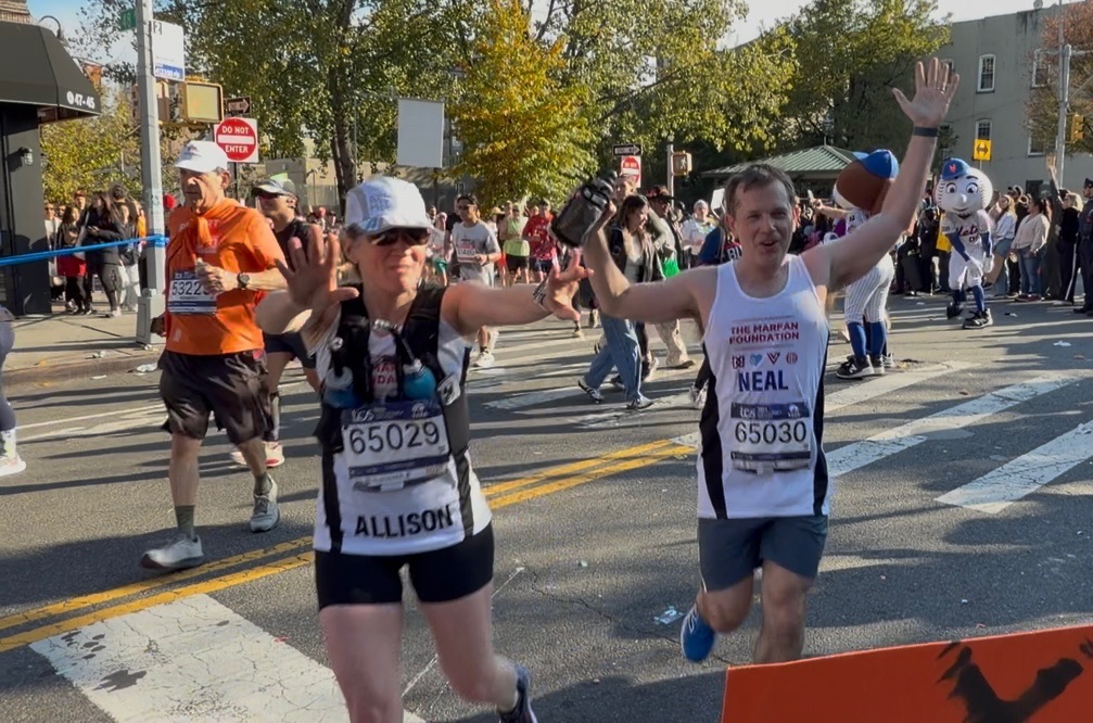 Allison Pullins and Neal Richardson: Marfan Foundation Team Victory marathon runner supporting genetic aortic and vascular condition research.